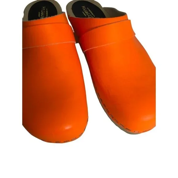 Free People Swedish Hasbeens X FP Husband Clog Neon Orange Size 37 US 6.5 NEW - Picture 4 of 9